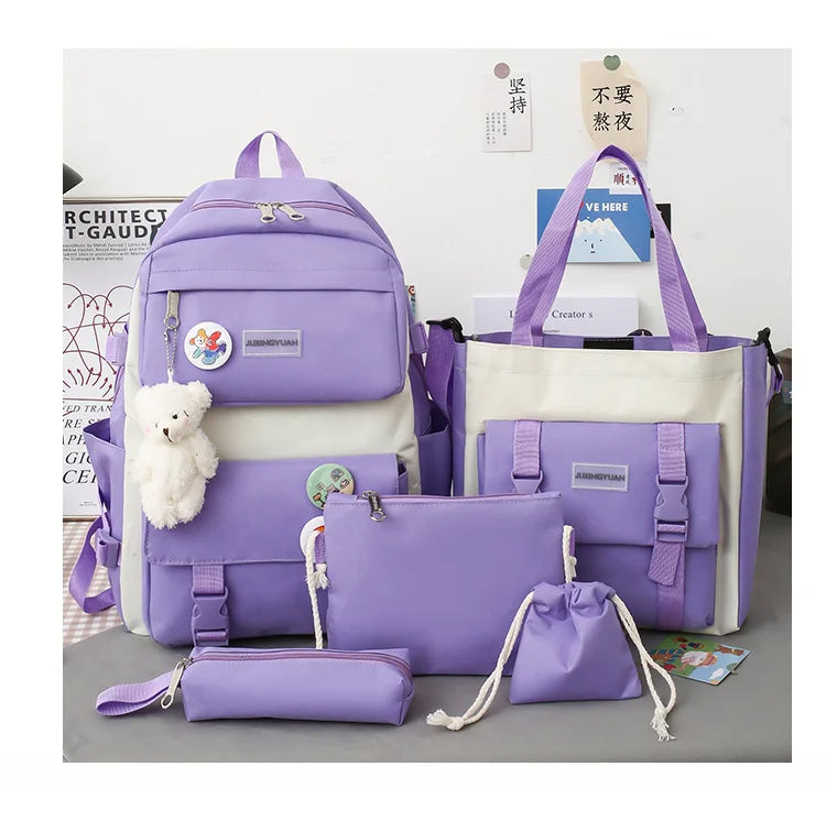 🎒 Kit de Bolsa de Viaje Escolar y Mochila 5 en 1 - 4 Colores✨