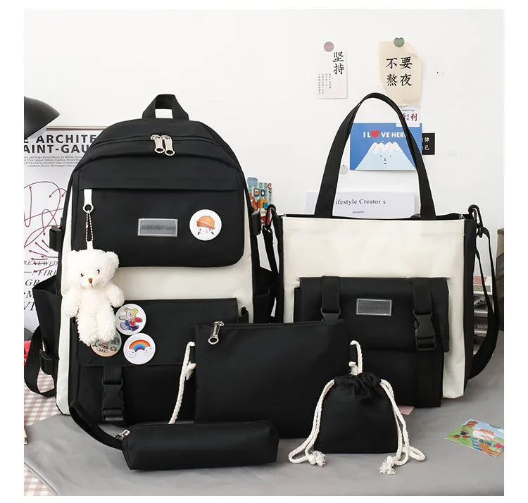 🎒 Kit de Bolsa de Viaje Escolar y Mochila 5 en 1 - 4 Colores✨