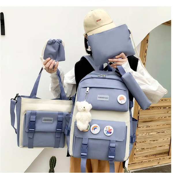 🎒 Kit de Bolsa de Viaje Escolar y Mochila 5 en 1 - 4 Colores✨