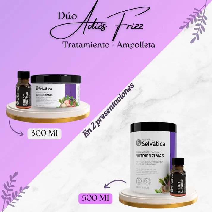 🌿Dúo capilar: Adiós Frizz, de Fusón selvática Tratamiento + Ampolleta🌿🔥MEGA BLACK FRIDAY🔥